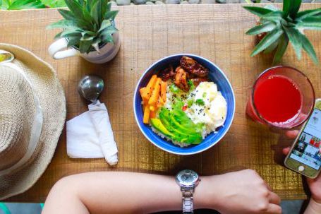 Nutrition - Woman Holding Iphone While Eating